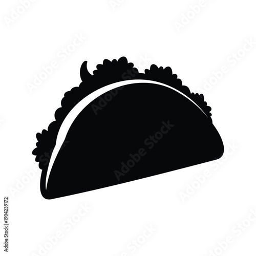 Delicious taco with lettuce and sour cream, mouthwatering food silhouette vector illustration, taco with cilantro silhouette vector illustration