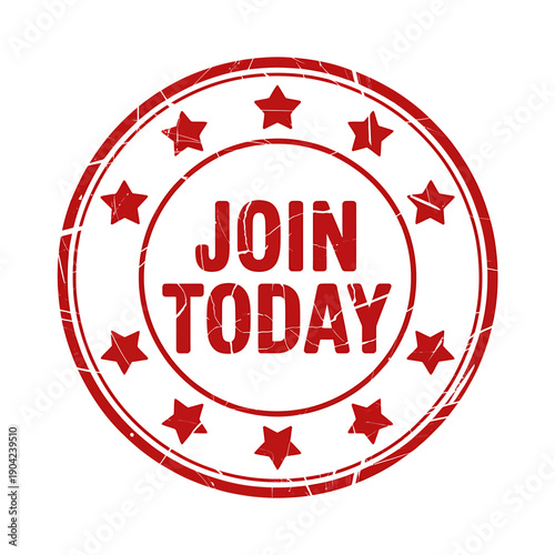 red join today stamp with stars