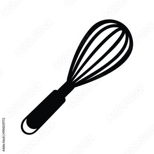 Minimalist wire whisk silhouette vector illustration for baking and cooking design, whisk silhouette vector illustration