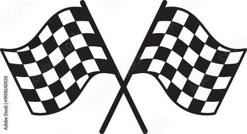 Checkered Race Flag Icon Crossed Finish Line Vector