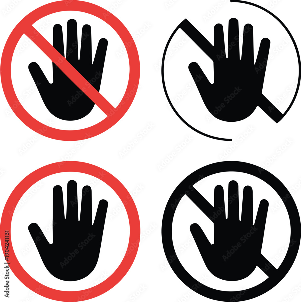 Obraz premium Basic Red Prohibition Circle with Diagonal Line and Empty Circle Icon Set, Essential Graphic Elements for Warning and Restriction Symbols