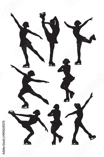 ice skating collection pose silhouettes