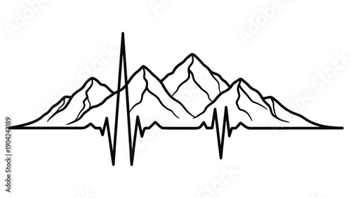 Cardiac Rhythm Mountain Waveform Illustration Representing Heartbeat Visualization Telemetry and Diagnostic Data Vector Illustration