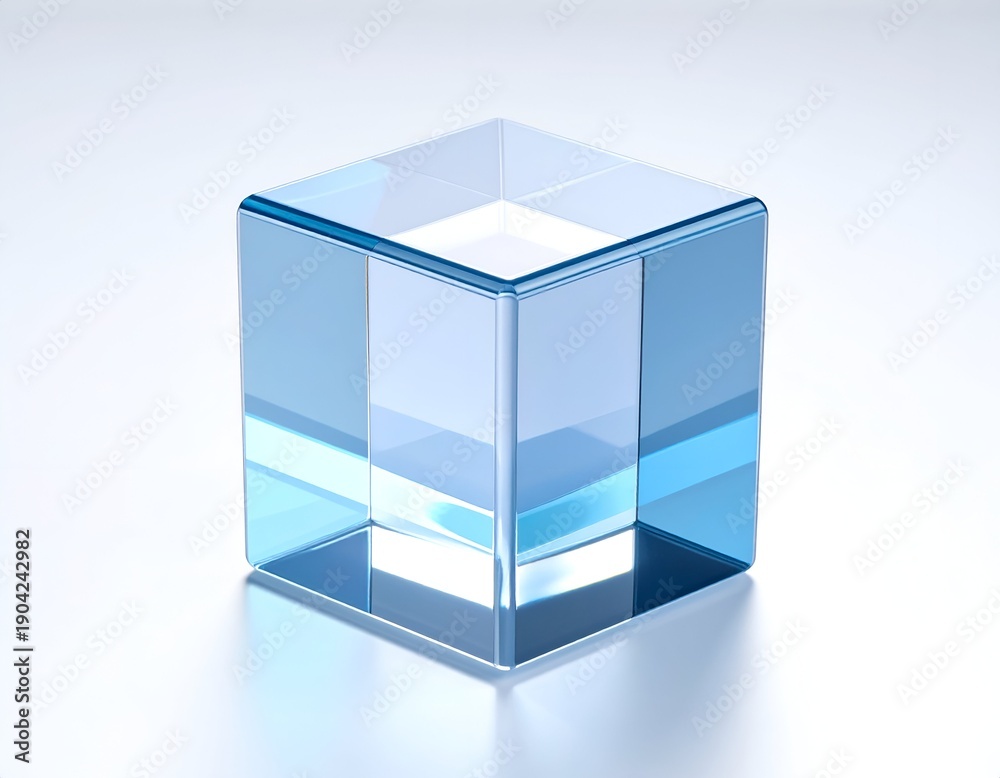 Fototapeta premium Translucent Blue Cube - A Study in Light and Form.