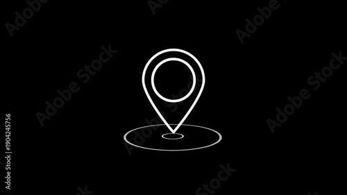 gps location animated icon on black background. Neon location pin animation. Location 4k animation. GPS icon animation. 4k animation 