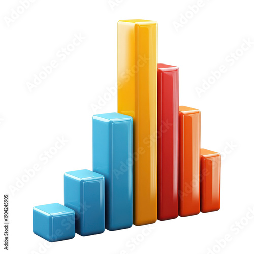 Free Download 3D multicolor bar chart infographic illustration isolated on Transparent Background - GFXLoad