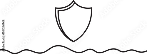 Shield One Line Icon Protection Symbol Editable Stroke Vector