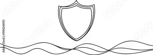 Shield One Line Icon Protection Symbol Editable Stroke Vector