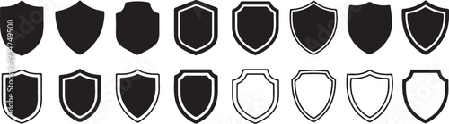 Vintage Shield Icon Set Protection and Security Line Vector Illustration