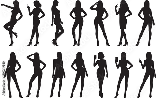 Collection of business woman silhouettes
