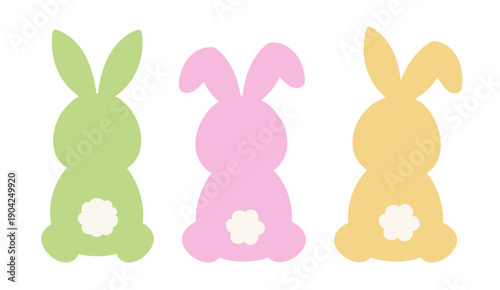 Cute cartoon rabbit back and tail icons vector clipart set.
Simple Adorable bunny back view flat illustration collection.