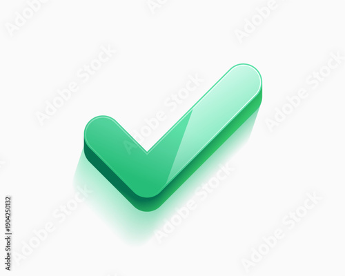 isolated glossy checkmark tick sign in 3d style