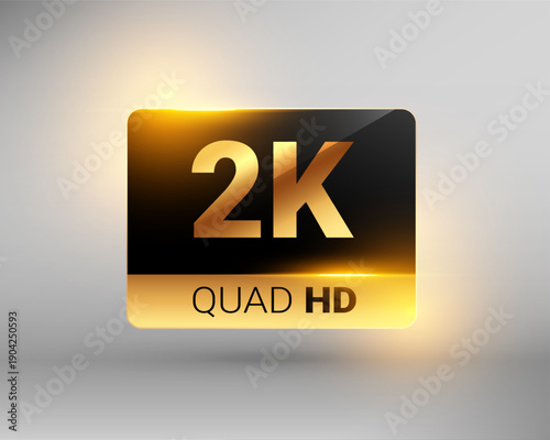 golden 2k quad hd video resolution quality tag icon design