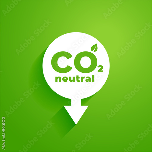 co2 neutral reduction sticker green background design