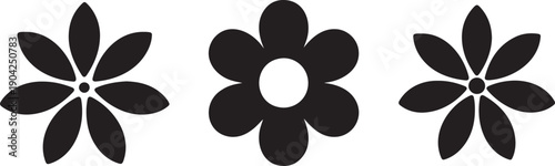 Simple Flower Icon Set Vector Illustration on White Background