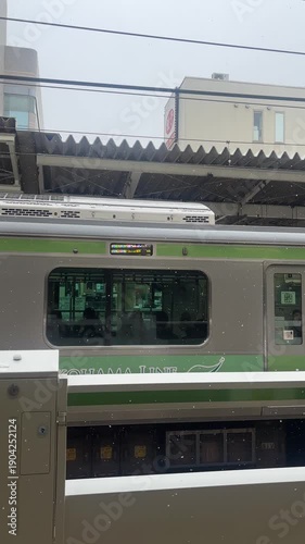 Cinematic Winter in Japan - Train Arriving at Snowy Station in 4K ASMR