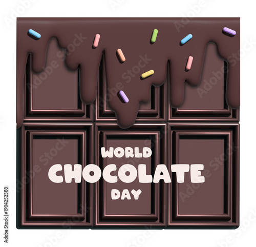 Melted Chocolate Bar with Colorful Sprinkles for World Chocolate Day