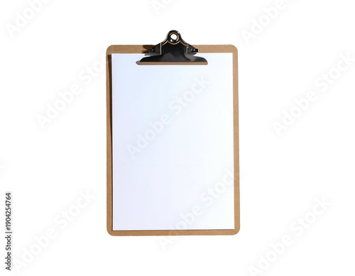 Empty white paper on a wooden clipboard, ready for writing