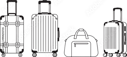 Luggage vector icons set. travel, baggage, suitcase symbols