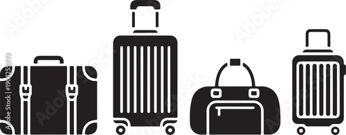 Luggage vector icons set. travel, baggage, suitcase symbols