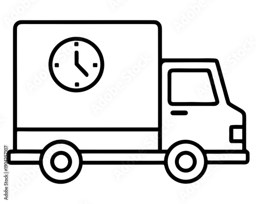 Delivery truck icon with clock symbol showing fast shipping and time sensitive logistics