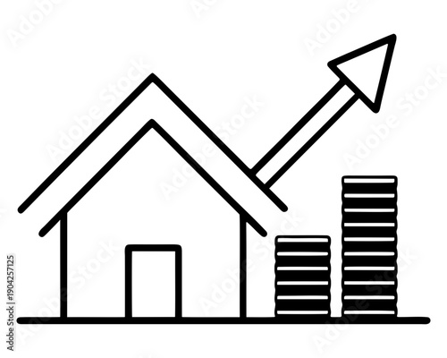 Home value growth icon showing property investment and rising real estate profits