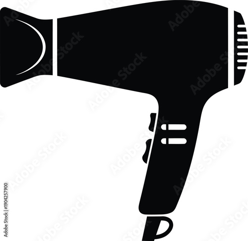 Hair Dryer Salon Equipment Silhouette Vector Illustration