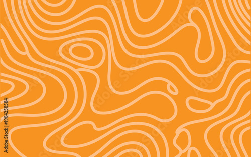 A topographic map with lines on an orange background