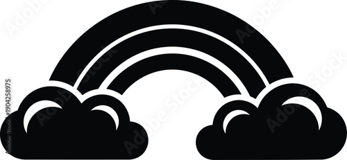 Rainbow with Clouds Weather Symbol Vector