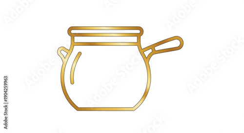Golden outline of a cezve or ibrik traditional Turkish coffee pot minimalist vector illustration for culinary and beverage concepts
