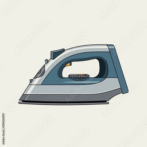 Modern steam iron, household appliance, clean design, isolated on light background