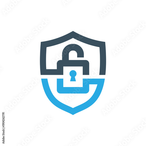 Shield with Lock and Keyhole Icon.