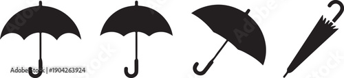 Umbrella vector icons set. rain, weather symbols, parasol designs