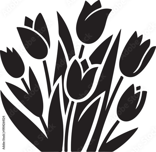 Vector art of silhouette of a tulip flower arrangement