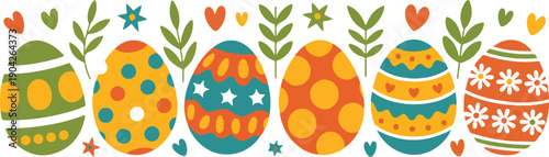 Vector Easter pattern with Easter egg drawings