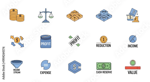Business finance icons and symbols.