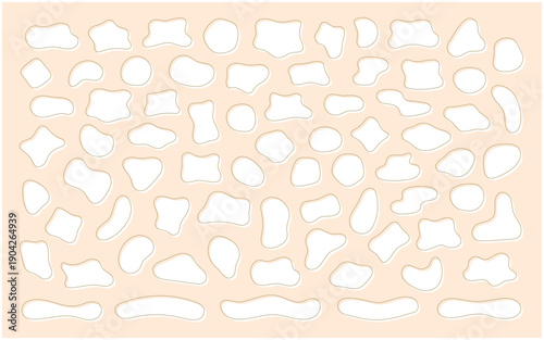 ゆるふわ流体シェイプ 線画ベクターセット｜アウトラインの抽象装飾素材