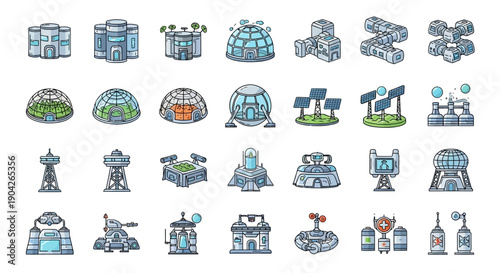 Collection of robotic technology icons.