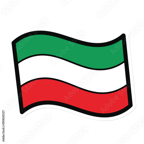 Free Download A cartoon-style waving flag with green, white, and red horizontal stripes - GFXLoad