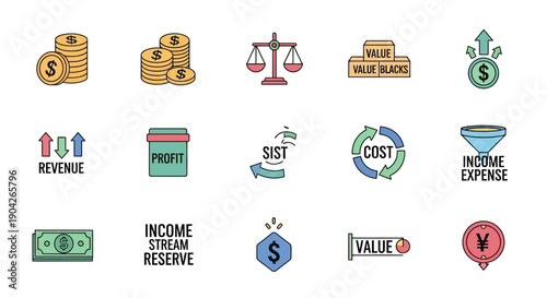 Financial icons for business concepts.