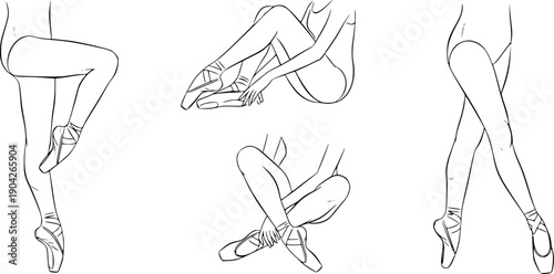 Abstract Female Legs Continuous Line Art Vector Illustration Set