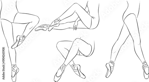 Abstract Female Legs Continuous Line Art Vector Illustration Set