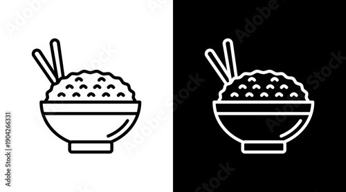 Rice Bowl Icon Sheet Black And White
