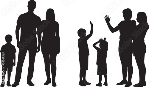 Vector silhouette of family