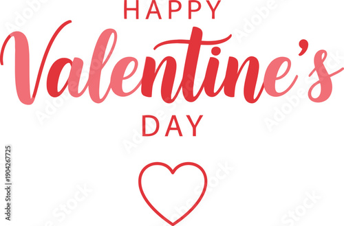 Happy valentine's day greeting with heart illustration isolated on transparent background, isolated on white background, Vector, illustration