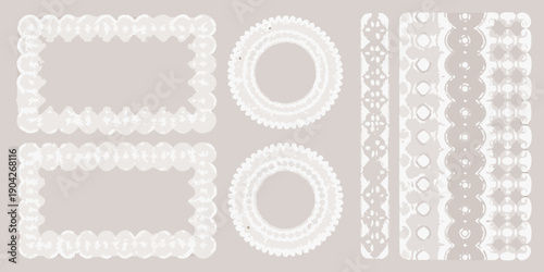 Decorative lace borders and elements in a neutral color scheme