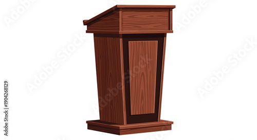 Elegant Dark Wood Podium for Professional Presentations and Speeches in Corporate Boardrooms or Academic Lecture Halls Illustration.