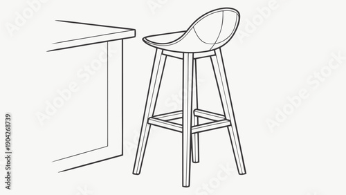 Modern bar stool and counter for stylish kitchen or dining space