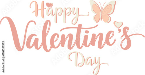 Happy valentine's day floral greeting card design isolated on transparent background, isolated on white background, Vector, illustration