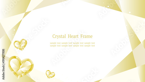 クリスタル調ハートのフレーム（ゴールド）横長16:9